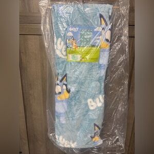 New Bluey Dancing With Name 50" x 70" Blue Plush Throw Blanket On Hanger